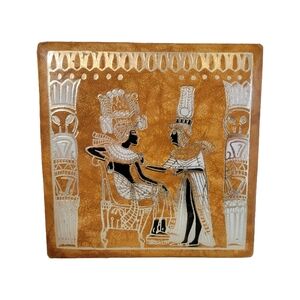 Camel Leather Embossed Egyptian Box